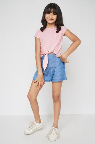Blue Solid Flared Shorts, Blue, image 2